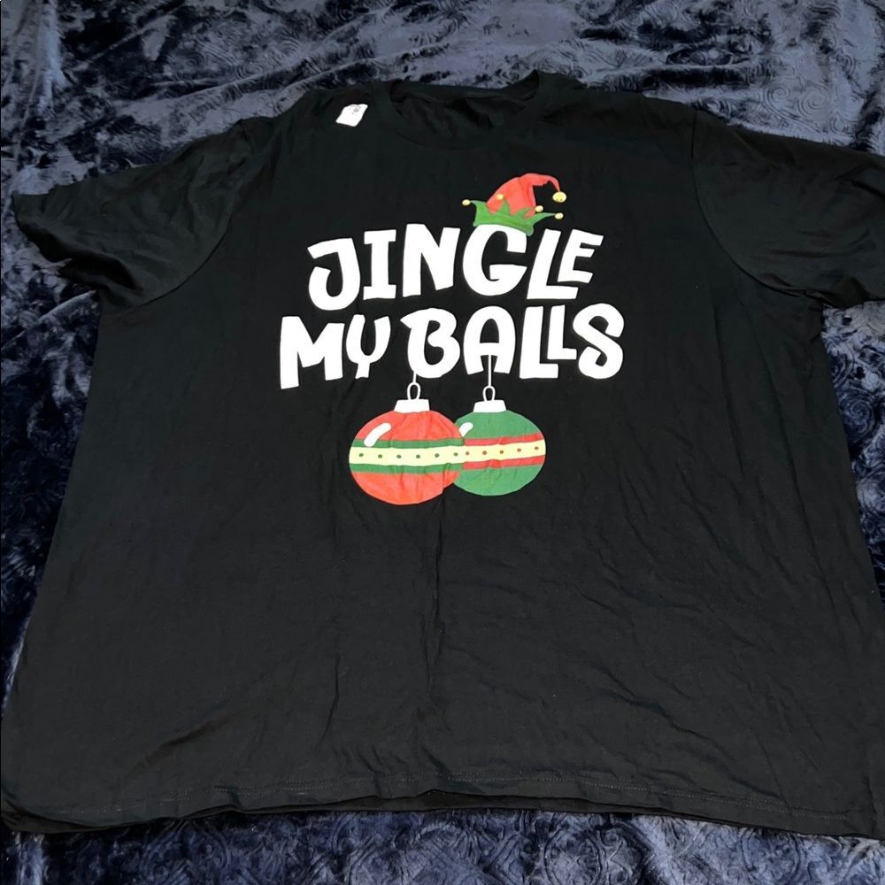 Jingle My Balls Christmas Holiday Novelty Graphic T-Shirt (Men’s 3XLT)